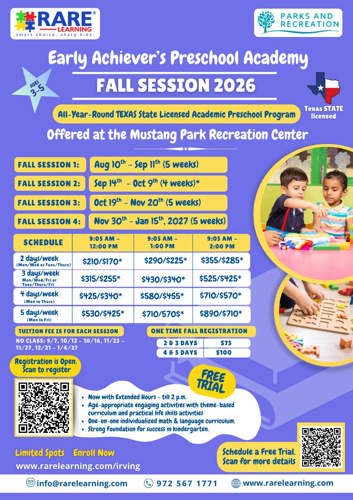 Mustang Park Recreation Center Fall Camp